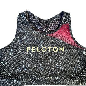 Peloton Wear It To Heart x Night Out Sparkle Space Print Sports Bra Large